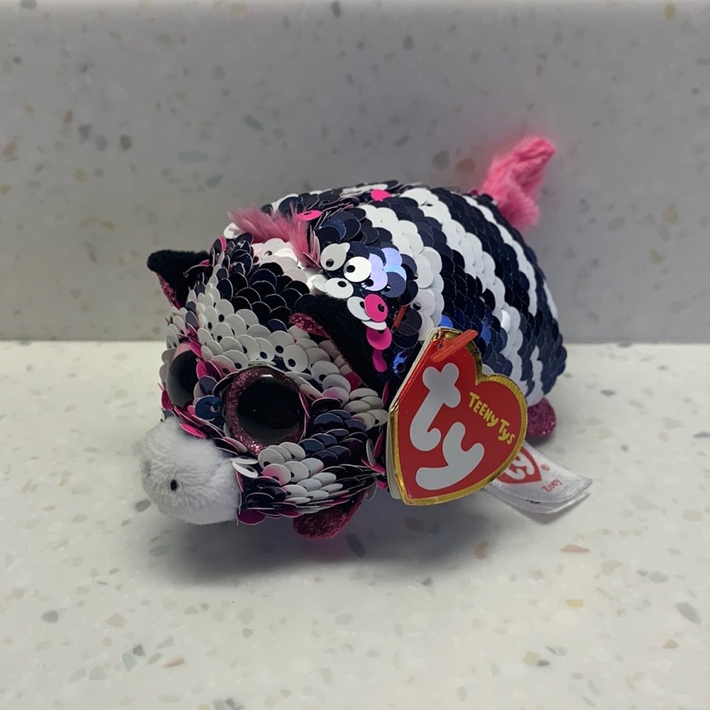 Teeny Ty Flippables Sequin Zoey The Zebra Plush *NWMT